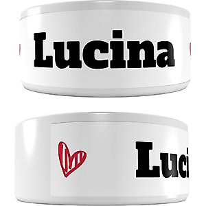 Frisco Personalized Two Hearts Ceramic Dog Bowl, 5 cup