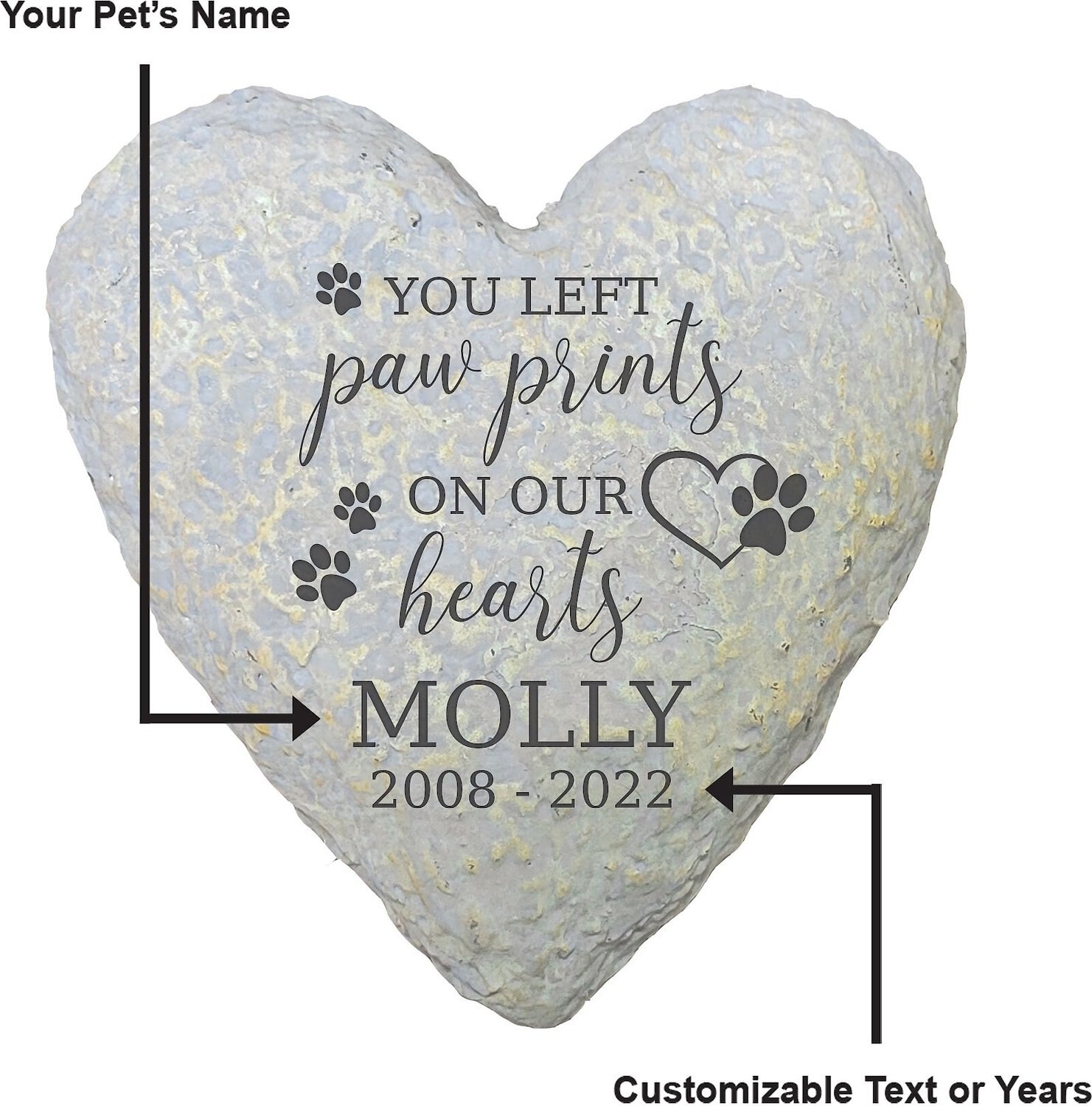 Frisco "Paws On Our Hearts" Heart Personalized Garden Stone