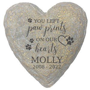 Frisco "Paws On Our Hearts" Heart Personalized Dog & Cat Memorial Garden Stone, Large