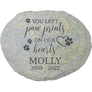 Frisco "Paws On Our Hearts" Personalized Dog & Cat Memorial Garden Stone, Small