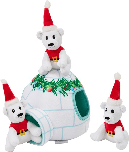 Frisco Holiday Igloo Hide & Seek Puzzle Plush Squeaky Dog Toy