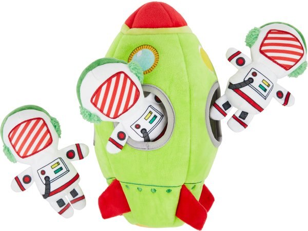 Frisco Spaceship & Friends Hide & Seek Puzzle Plush Squeaky Dog Toy, Green slide 1 of 5