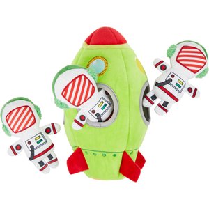 Frisco Holiday Rocket Ship Hide & Seek Puzzle Plush Squeaky Dog Toy, Small/Medium