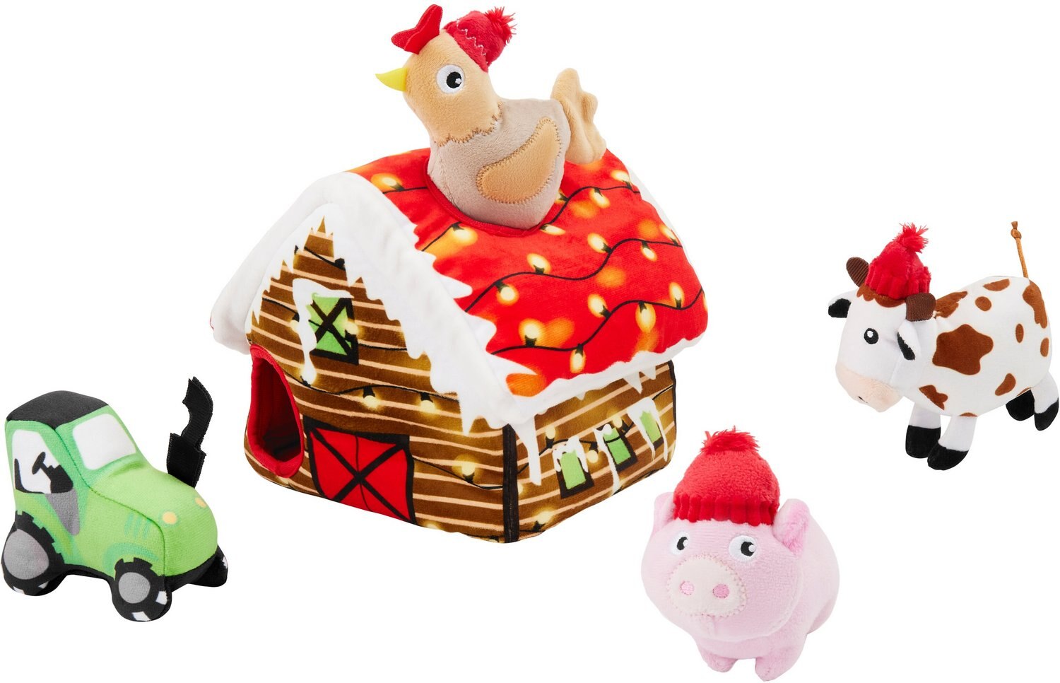 Frisco Holiday Barn Hide & Seek Puzzle Plush Squeaky Dog Toy