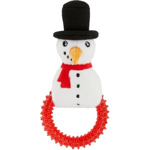 Frisco Holiday Snowman Plush with TPR Ring Squeaky Puppy Toy