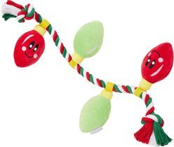 Frisco Holiday Lights Plush with Rope Squeaky Dog Toy, Medium/Large