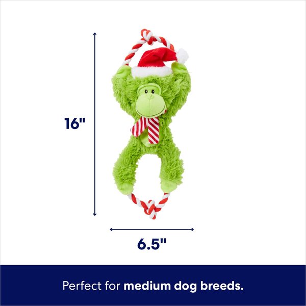 FRISCO Holiday Plush with Rope Squeaky Dog Toy, Monkey, Medium - Chewy.com