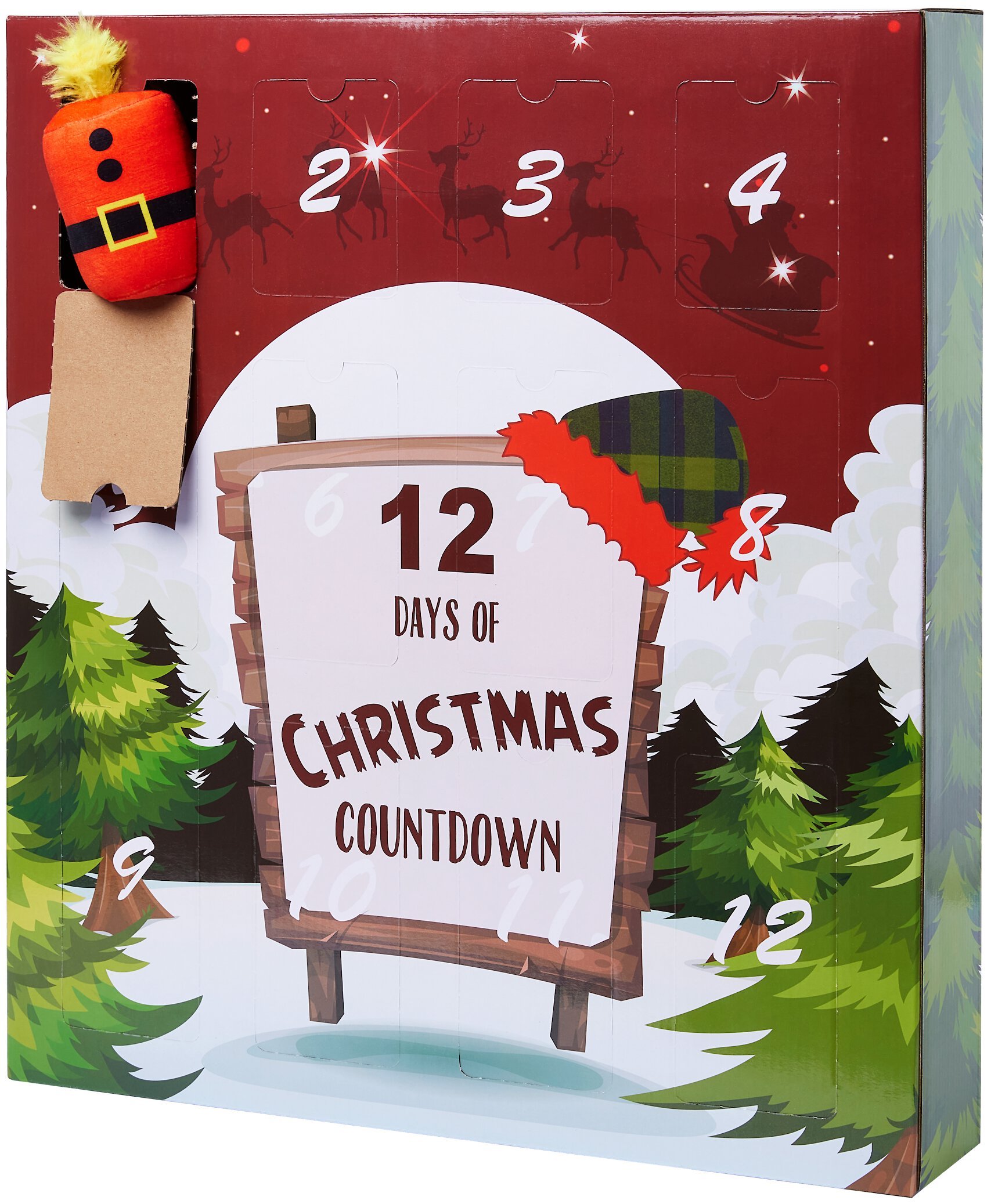 FRISCO Holiday 12 Days of Christmas Cardboard Advent Calendar with Toys