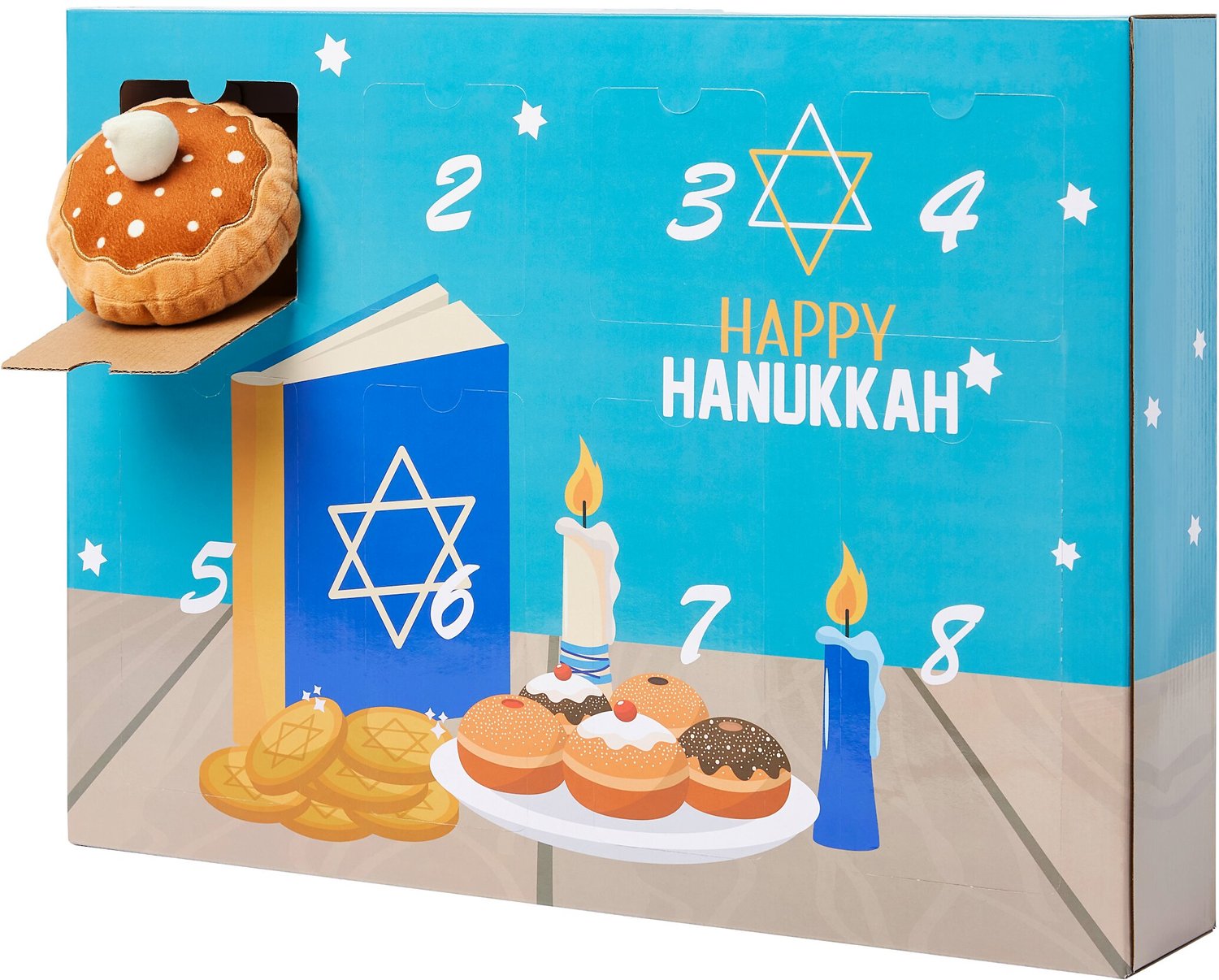 FRISCO Holiday 8 Days of Hanukkah Cardboard Advent Calendar with Toys