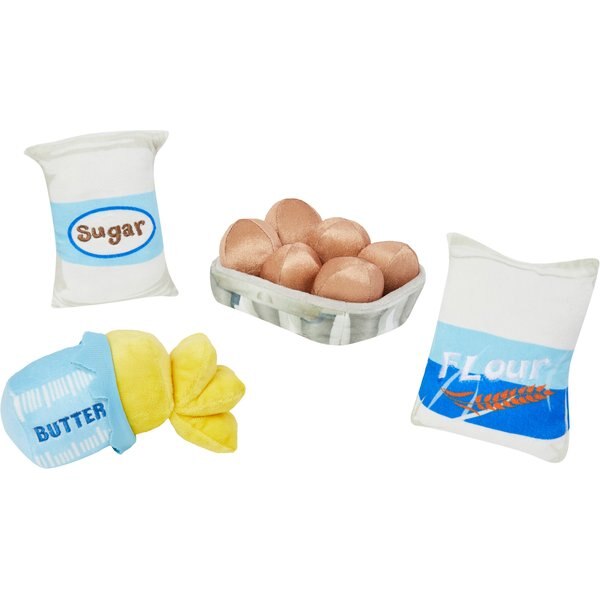 Frisco Holiday Baking Set Plush Squeaky Dog Toy, 4 count