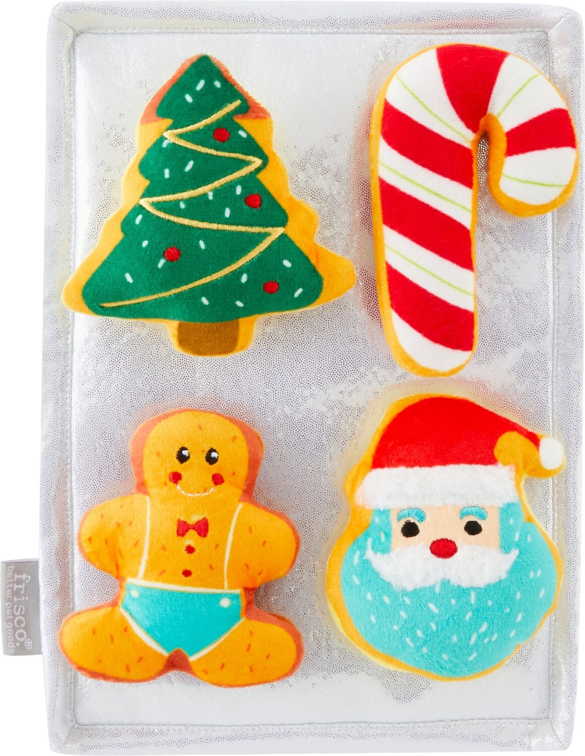 Frisco Holiday Cookie Baking Sheet Plush Squeaky Dog Toy, 5 count
