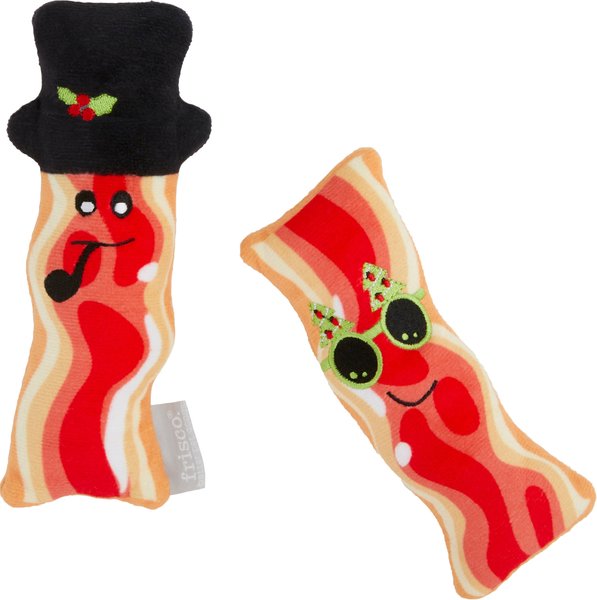 Frisco Holiday Bacon Plush Squeaky Dog Toy, 2 count slide 1 of 4