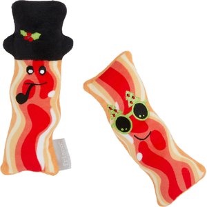 Frisco Holiday Bacon Plush Squeaky Dog Toy, 2 count