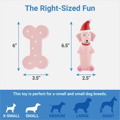 Frisco Holiday Pink Bundle Latex Squeaky Puppy Toy, 2 count, X-Small/Small slide 2 of 3