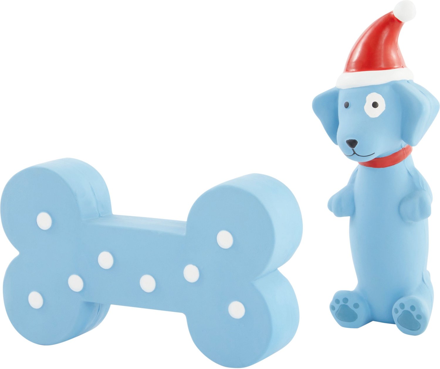 Frisco Holiday Blue Bundle Latex Squeaky Puppy Toy, 2 count