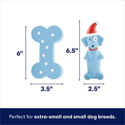 Frisco Holiday Blue Bundle Latex Squeaky Puppy Toy, 2 count, X-Small/Small slide 2 of 5