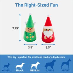 Frisco Holiday Dome Santa & Elf TPR Hat Plush Dog Toy, 2 count slide 2 of 3
