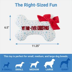 Frisco Holiday Fur-Ever Plush Squeaky Bone Dog Toy slide 2 of 3