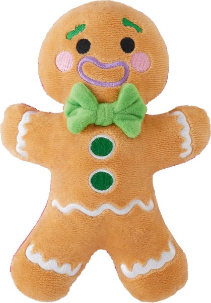 Frisco Holiday Naughty or Nice Gingerbread Man Reversible Plush Squeaky Dog Toy, Small/Medium slide 1 of 5