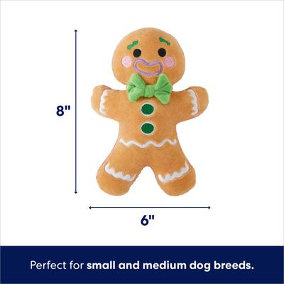 Show full view: Frisco Holiday Naughty or Nice Gingerbread Man Reversible Plush Squeaky Dog Toy, Small/Medium slide 2 of 8