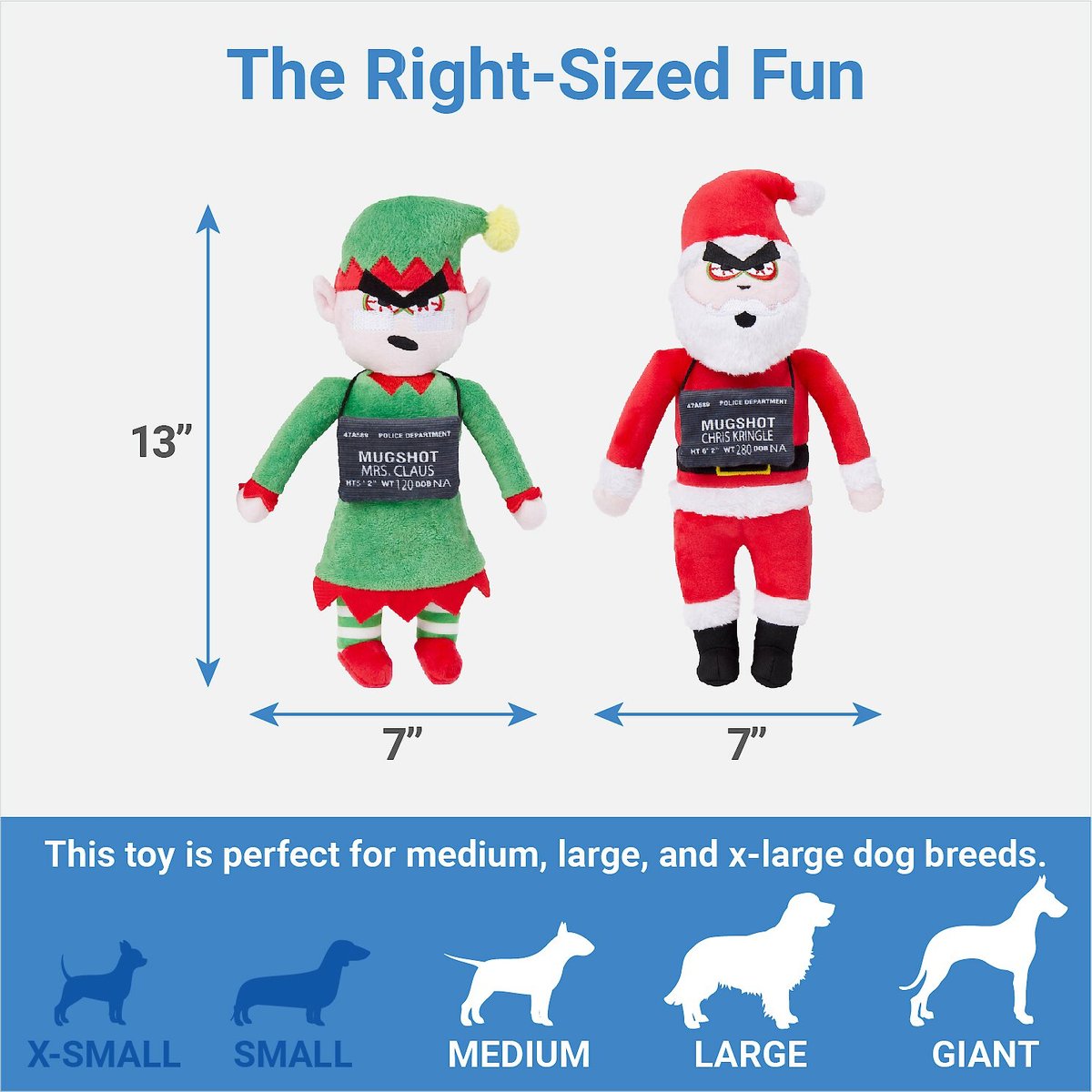 Frisco Holiday Bad Santa & Elf Plush Squeaky Dog Toy
