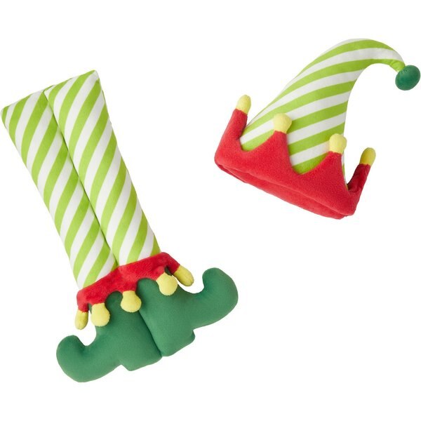 Frisco Holiday Elf Legs & Hat Plush Squeaky Dog Toy