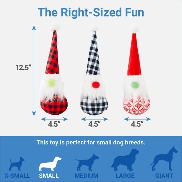 Frisco Gnomes Plush Squeaky Dog Toy