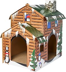 Frisco Holiday Log Cabin Cardboard Cat House