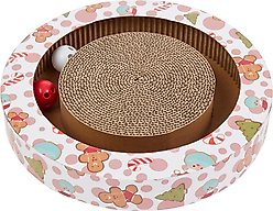 Frisco Holiday Scratch & Roll Cardboard Scratcher Cat Toy with Catnip