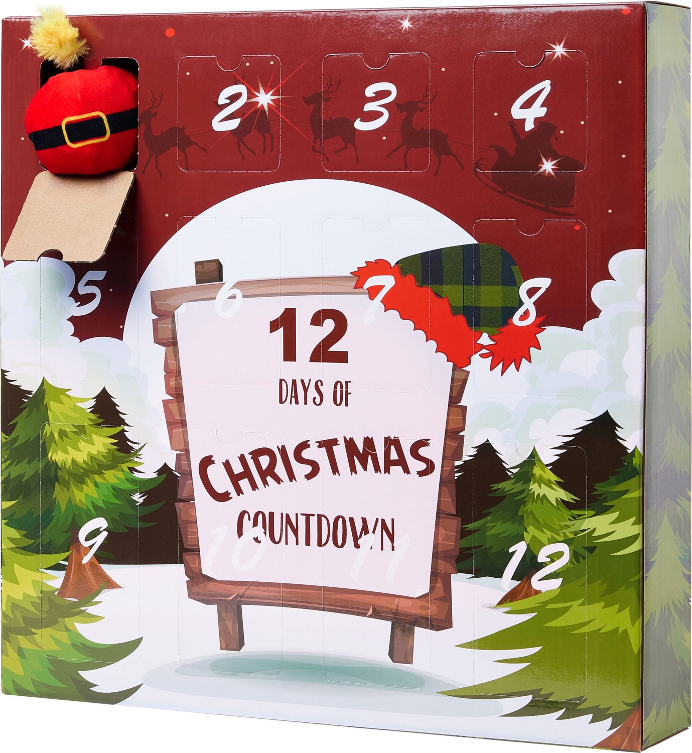 FRISCO Holiday 12 Days of Christmas Cardboard Advent Calendar with Toys