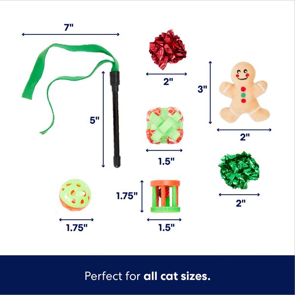 Show full view: Frisco Holiday Festive Red Variety Pack Gift Box Cat Toy with Catnip, 14 count slide 2 of 7
