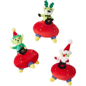Frisco Holiday Alien Santa & Friends UFO's Plush Cat Toy with Catnip, 3 count