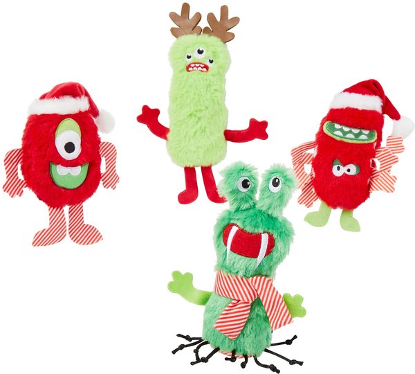 Frisco Holiday Friendly Monsters Plush Cat Toy with Catnip, 4 count slide 1 of 4