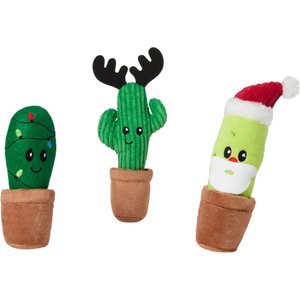 Frisco Holiday Cactus Plush Cat Toy with Catnip, 3 count