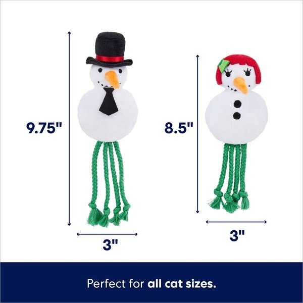 Frisco Snowman Couple Plush Cat Toy with Catnip, 2 count