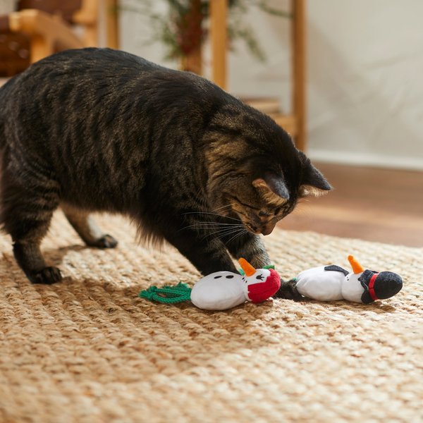 Frisco Naughty or Nice Snowman Reversible Plush Cat Toy with Catnip