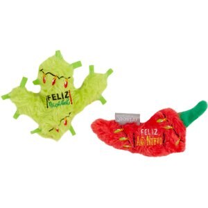 Frisco Holiday Cactus & Chili Pepper Plush Cat Toy with Catnip, 2 count