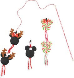 Disney Holiday Mickey & Minnie Mouse Interchangeable Teaser Wand Cat Toy with Catnip, 3 count