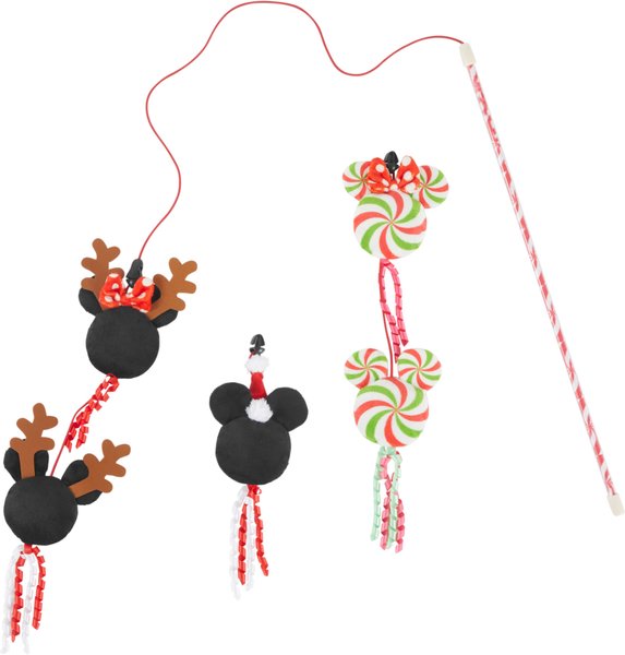 Disney Holiday Mickey & Minnie Mouse Interchangeable Teaser Wand Cat Toy with Catnip, 3 count slide 1 of 3