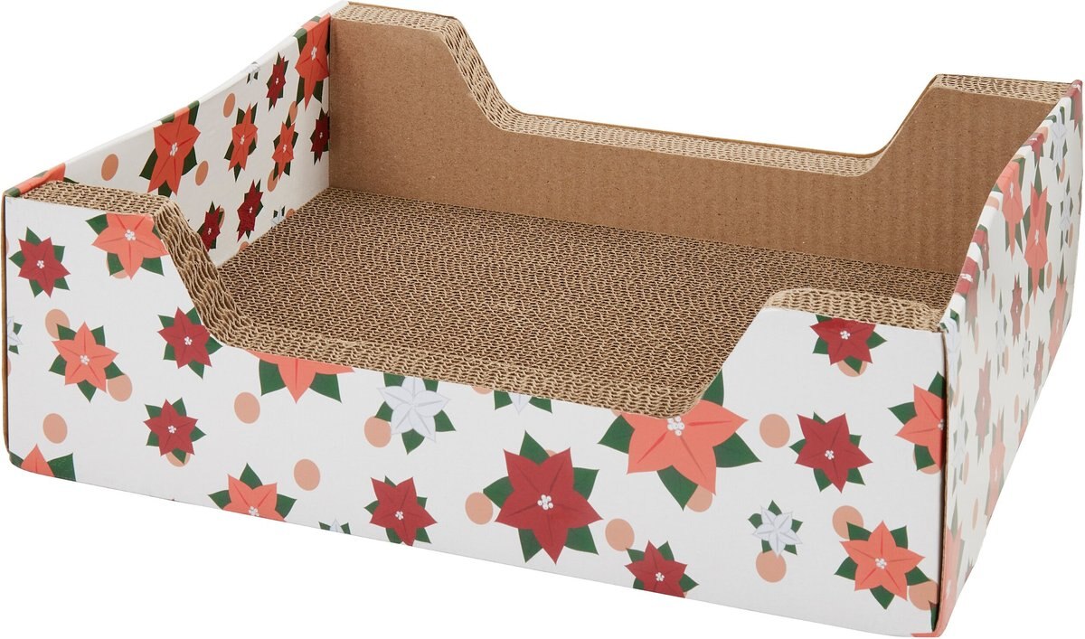 FRISCO StepIn Cat Scratcher Toy with Catnip, Poinsettias
