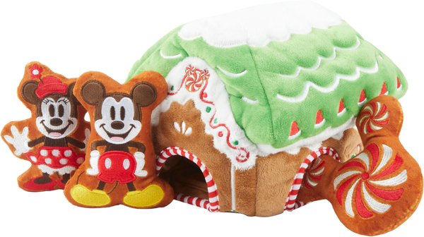 Disney Holiday Mickey & Minnie Mouse Gingerbread House Hide & Seek Puzzle Plush Squeaky Dog Toy slide 1 of 4