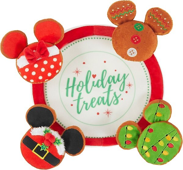 Disney Holiday Mickey & Minnie Mouse Cookie Plate Plush Squeaky Dog Toy, 5 count slide 1 of 4