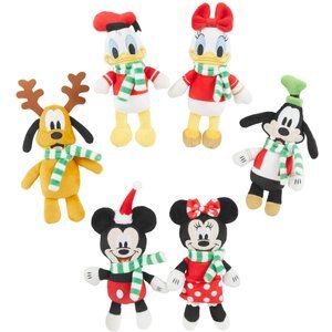 Disney Holiday Mickey Mouse & Friends Plush Squeaky Dog Toy, 6 count