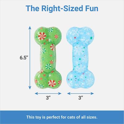 Show full view: Frisco Holiday Peppermint & Snowflake TPR Bone Squeaky Dog Toy, 2 count slide 2 of 4