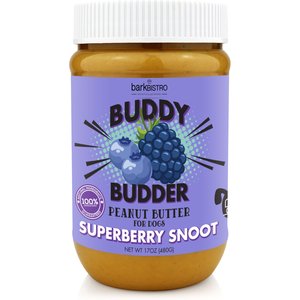Bark Bistro Company Buddy Budder Superberry Snoot Peanut Butter Lickable Dog Treat, 17-oz jar