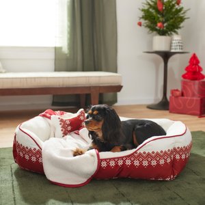 Frisco Nordic Fair Isle Dog & Cat Bed & Gift Set, Large