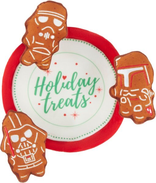 STAR WARS Holiday DARTH VADER, BOBA FETT & STORMTROOPER Cookie Plate Plush Squeaky Dog Toy, 4 count slide 1 of 5