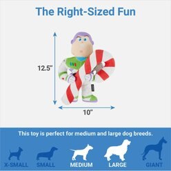 Pixar Holiday Buzz Lightyear with Candy Cane Plush Squeaky Dog Toy slide 2 of 3