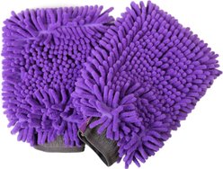 Hertzko Chenille Coral Fleece Dog & Cat Towel Glove, 2 count