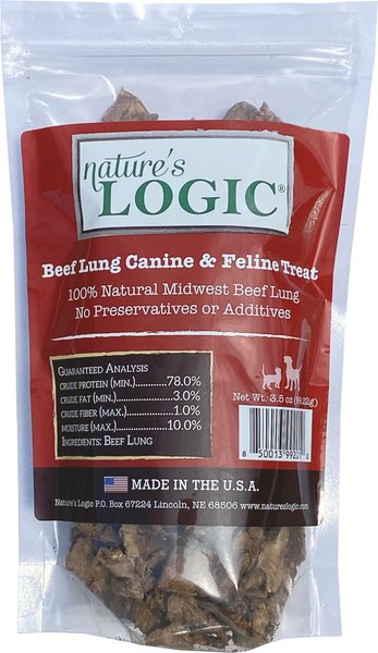 Nature's Logic Beef Lung Dehydrated Dog & Cat Treats, 3.5-oz bag slide 1 of 1